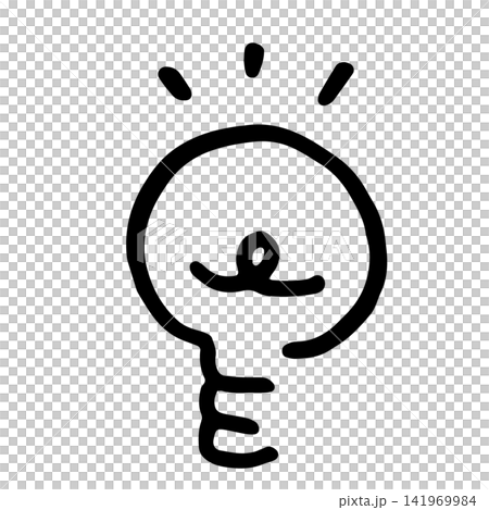 手描き風の電球のイラスト ひらめき 02 141969984
