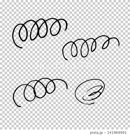 手描き風のくるくる線・なぐり書き セット 141969991
