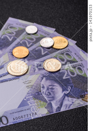 Peruvian paper currency cash sol for payments and settlements. Peruvian cash Peruvian paper currency cash sol for payments and settlements. Peruvian cash 141970153