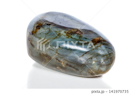 Macro mineral stone Labradorite on white background Macro mineral stone Labradorite on white background 141970735