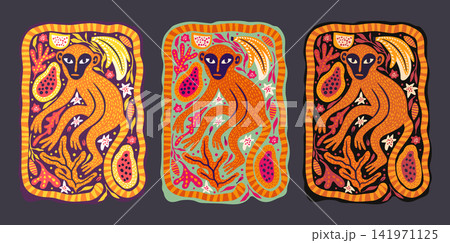 Whimsical Monkey Exotic Vintage Tropical Jungle Poster Set Wild Boho Wall Art Collection Whimsical Monkey Exotic Vintage Tropical Jungle Poster Set Wild Boho Wall Art Collection 141971125