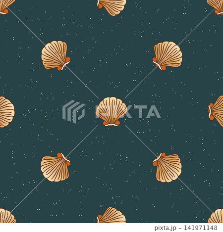 Vintage Coastal Shell Seamless Pattern Subtle Texture Ethnic Beach Background Vintage Coastal Shell Seamless Pattern Subtle Texture Ethnic Beach Background 141971148