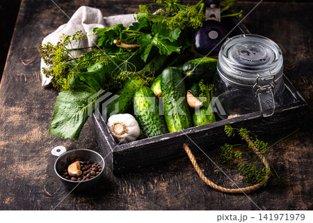 Preparation of marinated salty pickled cucumbers Preparation of marinated salty pickled cucumbers 141971979
