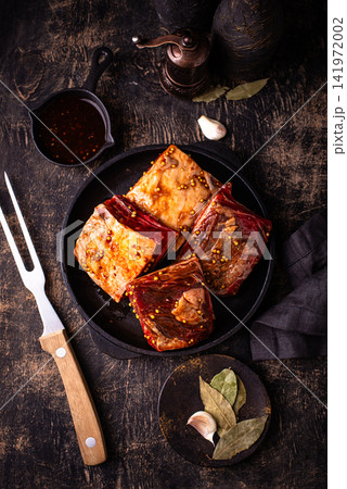 Raw unkooked lamb ribs for barbecue 141972002