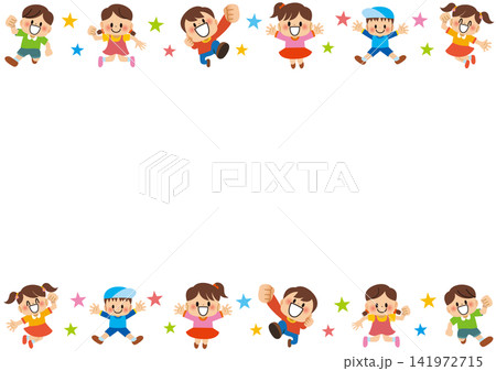 子供,フレーム,友達,学校,応援,元気,笑顔,誕生日,メッセージ,楽しい,小学生,お知らせ,飾り枠, 141972715