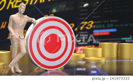 Businessman Reaching Financial Investment Target in Stock Market 3d render. 141973333