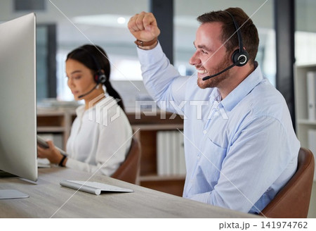 Call center, training or team with computer in office for telemarketing, faq or customer service. About us, coaching or man manager with inbound marketing consultant for b2b help, crm or networking Call center, training or team with computer in office for telemarketing, faq or customer service. About us, coaching or man manager with inbound marketing consultant for b2b help, crm or networking 141974762