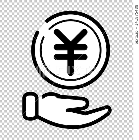 一個簡單的插圖，描繪了某人雙手拿著錢的情景 02 141975488