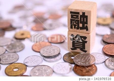日本円の硬貨に囲まれた融資のテキスト 日本円の硬貨に囲まれた融資のテキスト 141976510