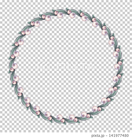 Snowberry with leaf circle wreath. Hand drawn watercolor white berries with botanical branch in vintage tiny arrangement. Christmas template for card design. Decorative round frame with copy space. Snowberry with leaf circle wreath. Hand drawn watercolor white berries with botanical branch in vintage tiny arrangement. Christmas template for card design. Decorative round frame with copy space. 141977480