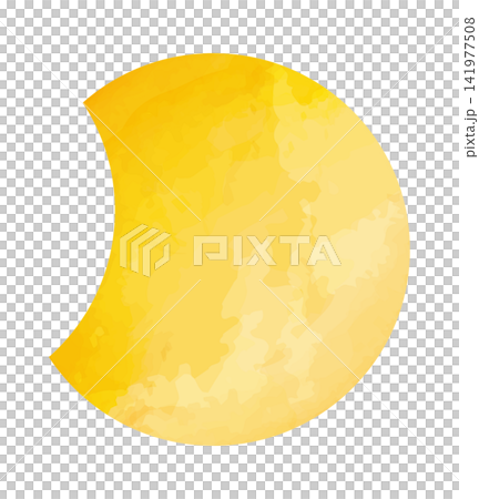 A warm yellow crescent moon vector illustration that utilizes the texture of watercolor painting. A warm yellow crescent moon vector illustration that utilizes the texture of watercolor painting. 141977508