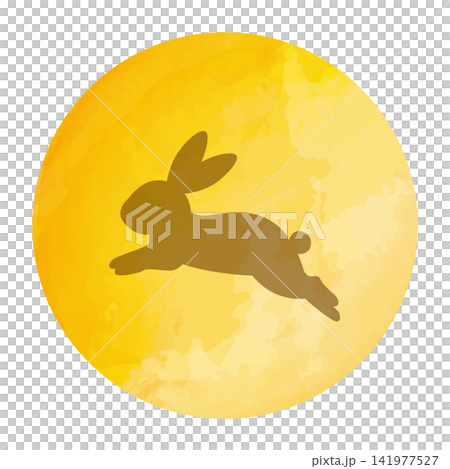 一幅水彩風格的剪影插畫,描繪了一隻兔子在滿月下嬉戲跳躍的場景。 一幅水彩風格的剪影插畫,描繪了一隻兔子在滿月下嬉戲跳躍的場景。 141977527
