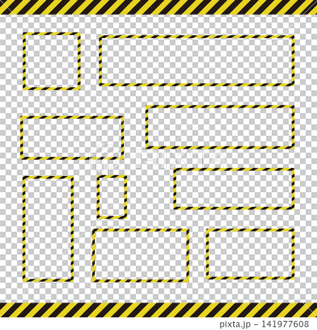 Hazard Rope Frame Set: Black and yellow warning tape, no entry, caution frame material Hazard Rope Frame Set: Black and yellow warning tape, no entry, caution frame material 141977608