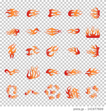 Flame Silhouette Icon Set: Fire, Flame, Burning, Splash Symbol Materials Flame Silhouette Icon Set: Fire, Flame, Burning, Splash Symbol Materials 141977609