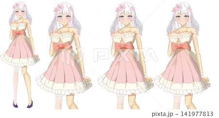 桜の女の子のキャラクターtrpg・ゲーム全身立ち絵 - アニメ・漫画風イラストセット 桜の女の子のキャラクターtrpg・ゲーム全身立ち絵 - アニメ・漫画風イラストセット 141977813