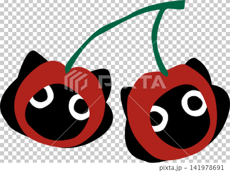 Cute Cartoon Cherries With black cat Faces Cute Cartoon Cherries With black cat Faces 141978691