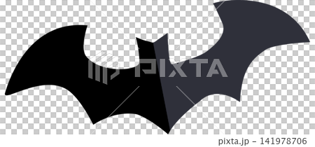 Minimalist Bat Silhouette Icon for Halloween decor, sharp winged Minimalist Bat Silhouette Icon for Halloween decor, sharp winged 141978706