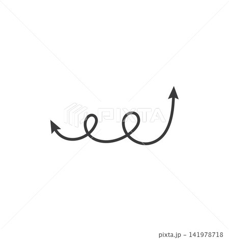 black hand drawn curved and swirl arrow design 141978718