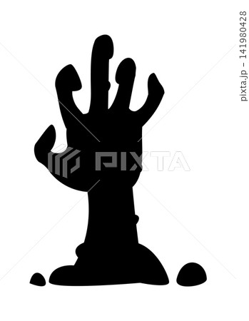 Halloween creepy zombie corpse coming up hand silhouette. Halloween creepy corpse fingers vector silhouette, scary apocalypse movie ghoul arm rises from the ground. Horror holiday walking dead hand Halloween creepy zombie corpse coming up hand silhouette. Halloween creepy corpse fingers vector silhouette, scary apocalypse movie ghoul arm rises from the ground. Horror holiday walking dead hand 141980428