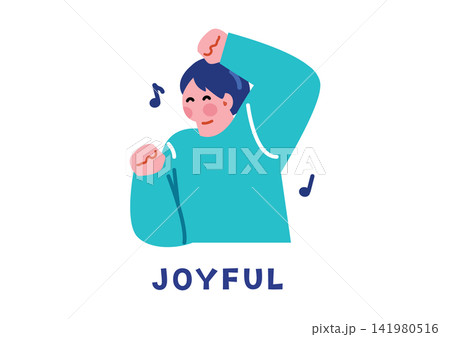 ポジティブな感情を表す英語学習用イラスト ポジティブな感情を表す英語学習用イラスト 141980516