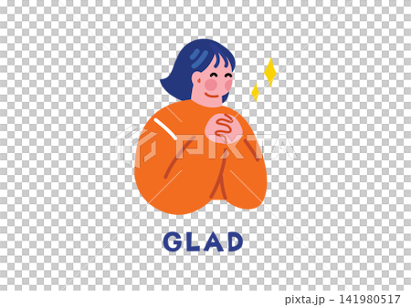 ポジティブな感情を表す英語学習用イラスト ポジティブな感情を表す英語学習用イラスト 141980517