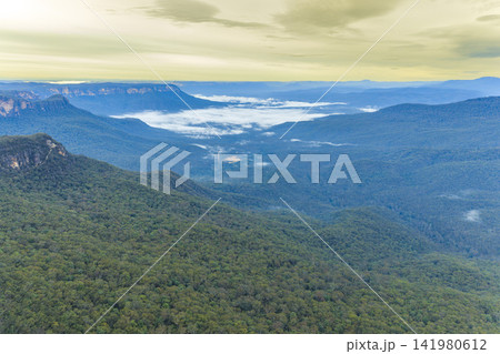 Aerial view of the Kedumba Valley in the Blue Mountains Aerial view of the Kedumba Valley in the Blue Mountains 141980612