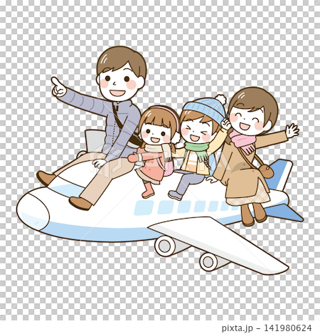 Family trip by plane - winter Family trip by plane - winter 141980624