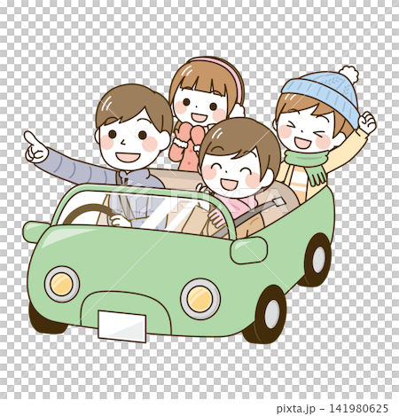 Family outing by car in winter Family outing by car in winter 141980625