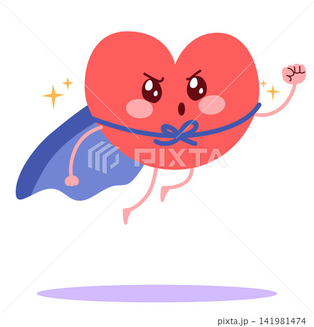 Cute Heart Superhero Character Flying Cartoon Vector Illustration Cute Heart Superhero Character Flying Cartoon Vector Illustration 141981474