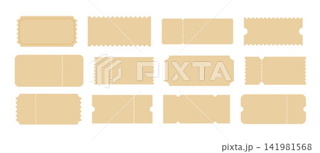 Vintage blank ticket mockup set for events, invitations, cinema, and festival. Vintage blank ticket mockup set for events, invitations, cinema, and festival. 141981568