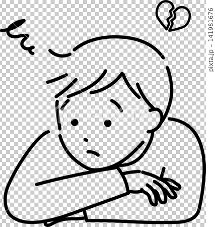 A depressed man (line drawing) 141981676