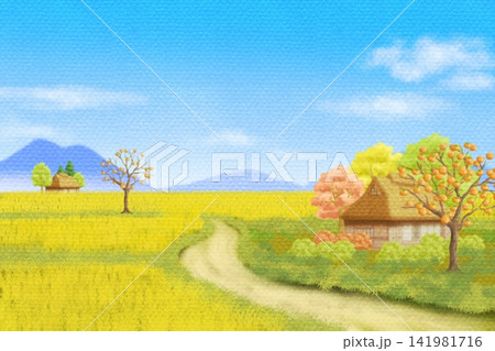 秋の田舎の風景 パステルタッチ 秋の田舎の風景 パステルタッチ 141981716