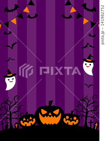 ハロウィン背景、かわいい、紫、縦縞、縦 ハロウィン背景、かわいい、紫、縦縞、縦 141982752
