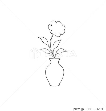 flower vase icon outline simple decorative container with floral arrangement for home decor interior and gift isolated illustration 141983291