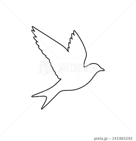 flying bird outline isolated on white background flying bird outline isolated on white background 141983292