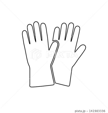 gloves outline black safety and winter wear icon on white background 141983336
