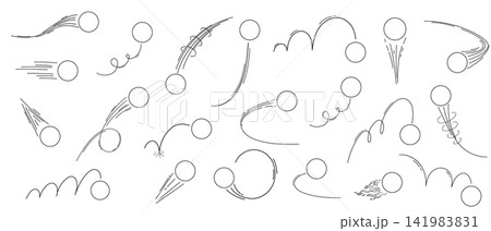 Abstract sports ball doodle collection featuring soccer, football and tennis sketch icons with speed and movement vector elements Abstract sports ball doodle collection featuring soccer, football and tennis sketch icons with speed and movement vector elements 141983831