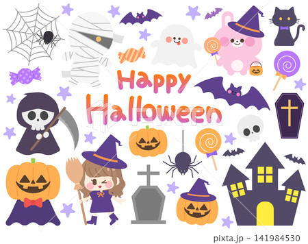 かわいいハロウィンのイラストセット 141984530