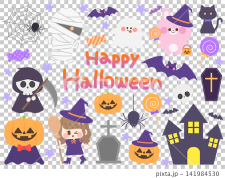 かわいいハロウィンのイラストセット 141984530