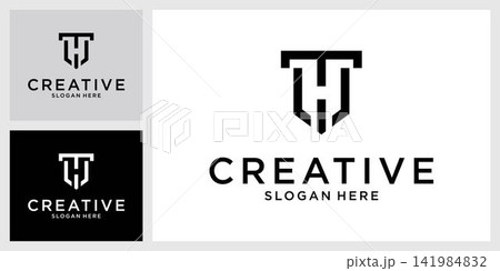 TH or HT Initial letter logo design vector template 141984832