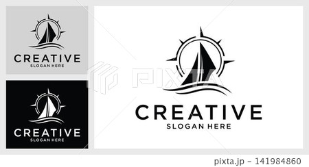 Sailboat vector logo design concept Sailboat vector logo design concept 141984860