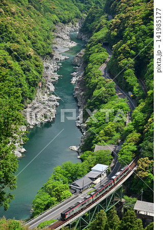 小歩危峡の橋梁を渡る2700系特急『南風』 小歩危峡の橋梁を渡る2700系特急『南風』 141985177