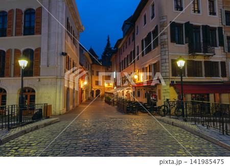 Historic Street in Annecy, France at Blue Hour 141985475