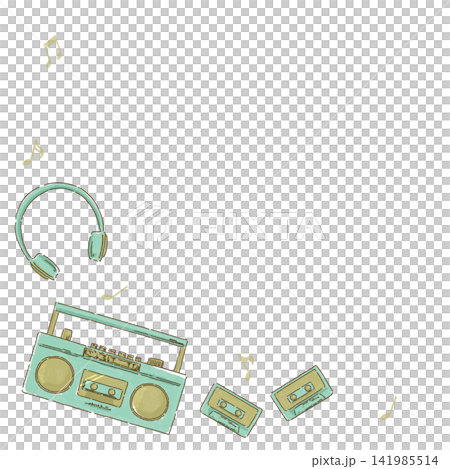 復古手提音響與卡帶框架 141985514