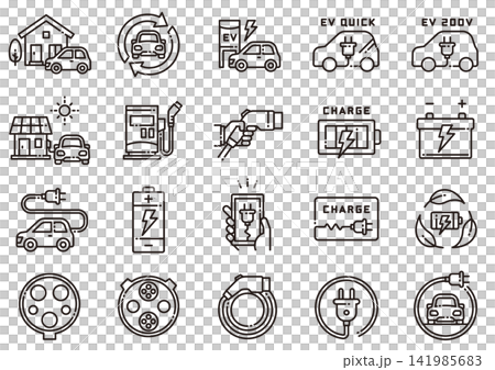 HV/EV Icon 01: Hybrid and Electric Vehicles Icon HV/EV Icon 01: Hybrid and Electric Vehicles Icon 141985683