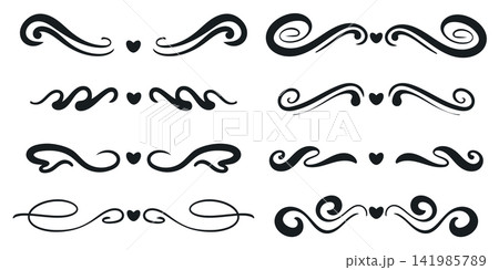 Ornate text dividers with hearts set 141985789