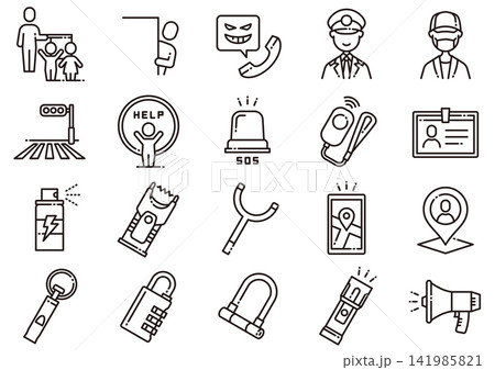 防犯・セキュリティアイコン04　Crime Prevention and Security Icon 141985821
