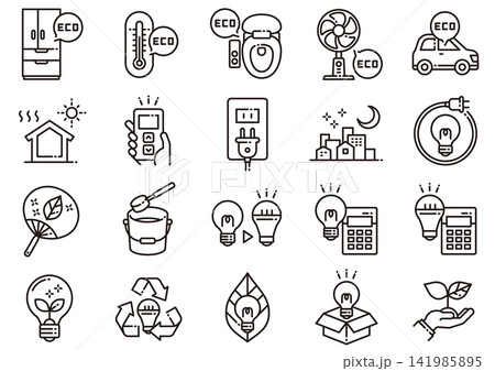 節電・省エネアイコン04 Power-Saving and Energy-Efficiency Ic 節電・省エネアイコン04 Power-Saving and Energy-Efficiency Ic 141985895