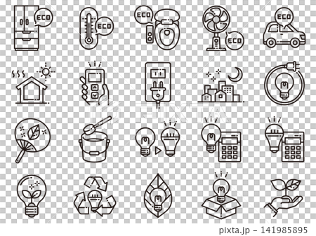 節電・省エネアイコン04 Power-Saving and Energy-Efficiency Ic 節電・省エネアイコン04 Power-Saving and Energy-Efficiency Ic 141985895