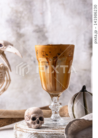 Halloween drink coffee latte with ice Halloween drink coffee latte with ice 141986230